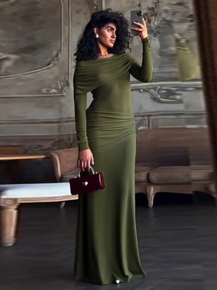 Femmora Long Sleeve Ruched Maxi Dress