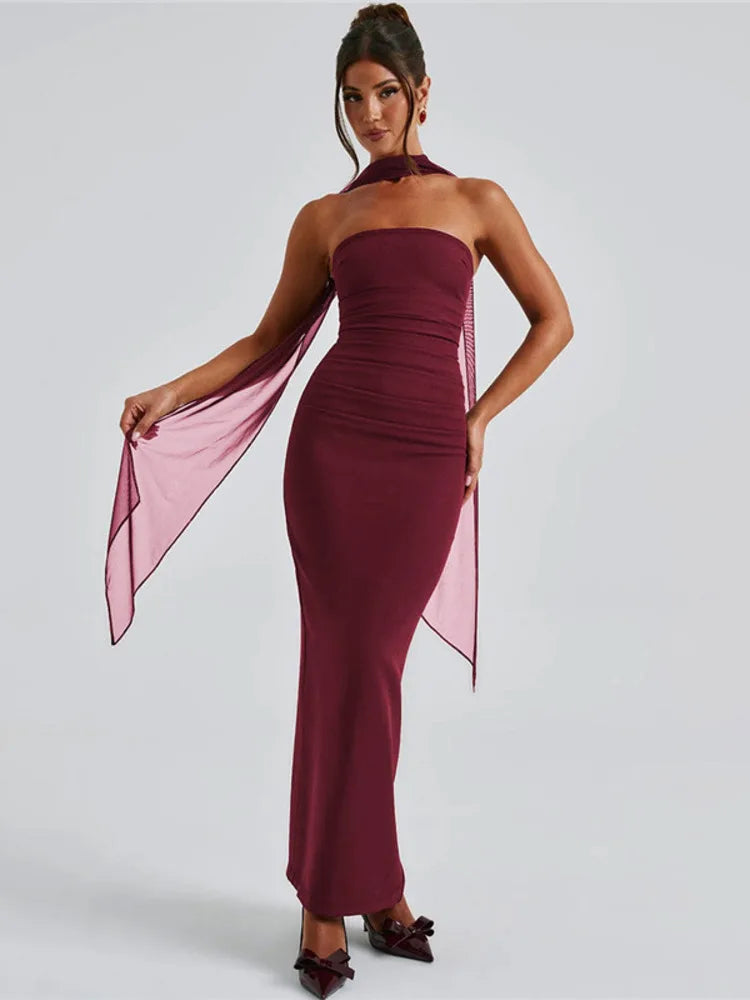 Femmora Strapless Backless  Maxi Dress