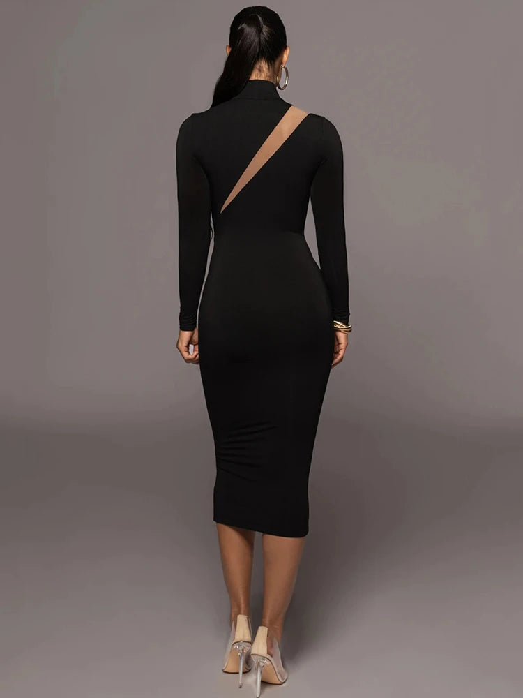 Femmora Elegant Long Sleeve Bodycon Maxi Dress