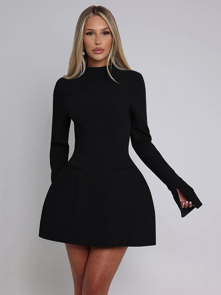 Femmora Long Sleeve Backless Mini Dress