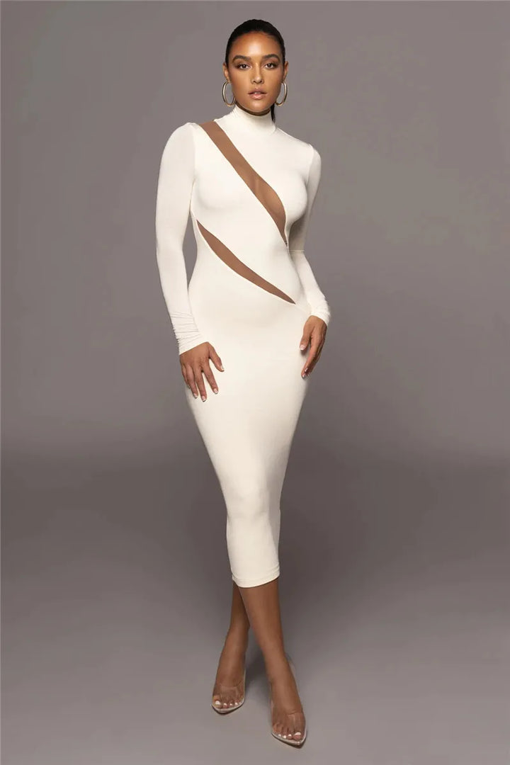 Femmora Elegant Long Sleeve Bodycon Maxi Dress