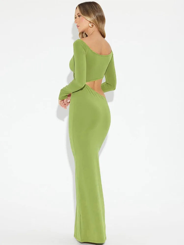 Femmora Hollow Out Long Sleeve Maxi Dress