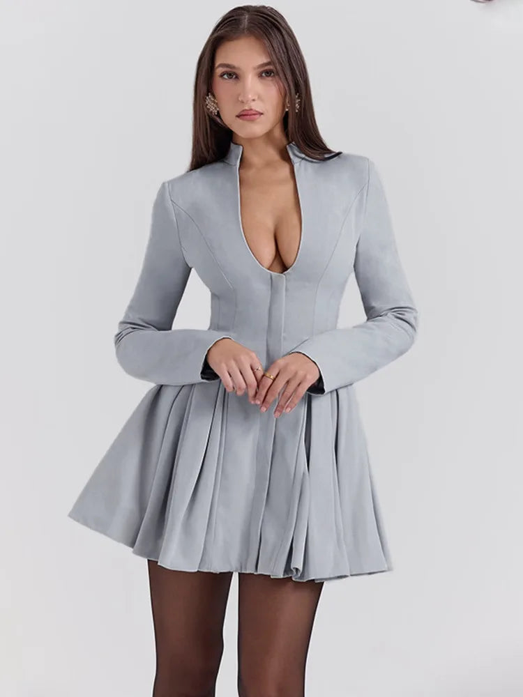 Femmora Gray Long Sleeve Mini Dress