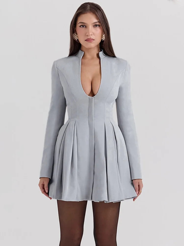 Femmora Gray Long Sleeve Mini Dress