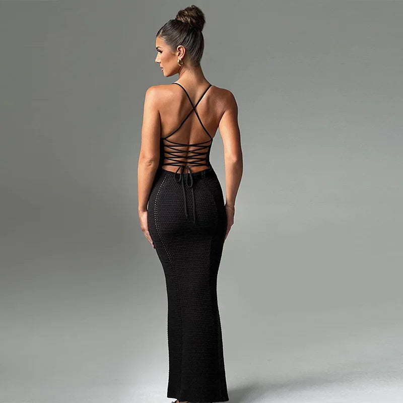 Femmora Hollow Out Backless Knit Dress