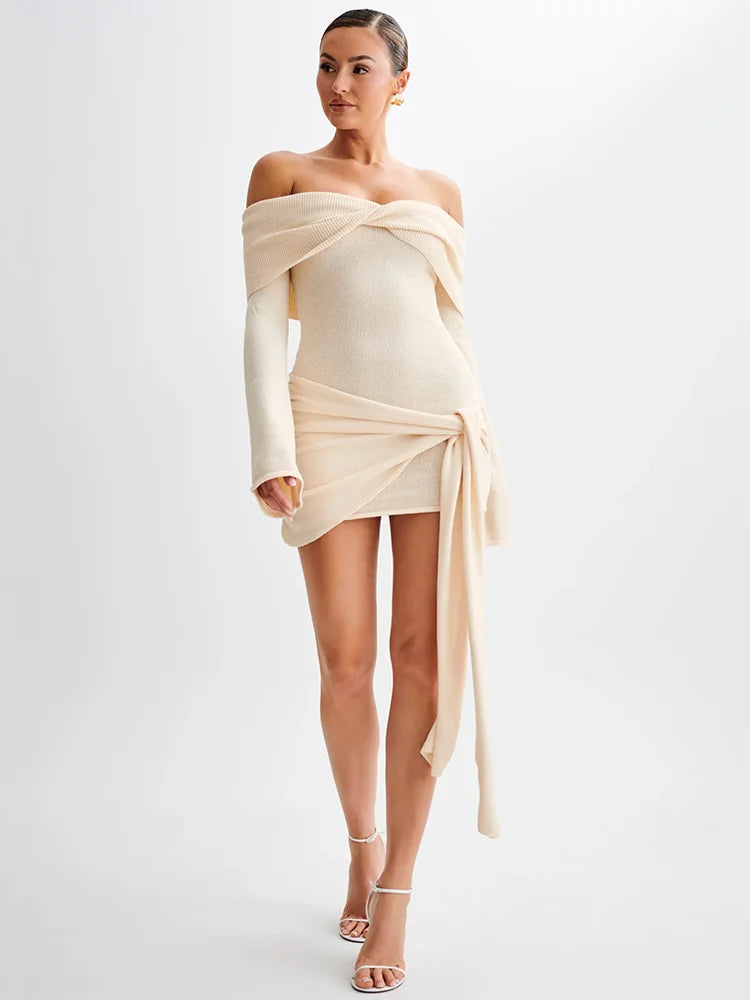 Femmora Off-shoulder Knit Mini Dress