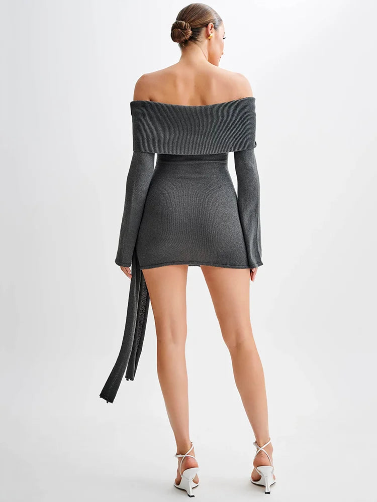 Femmora Off-shoulder Knit Mini Dress