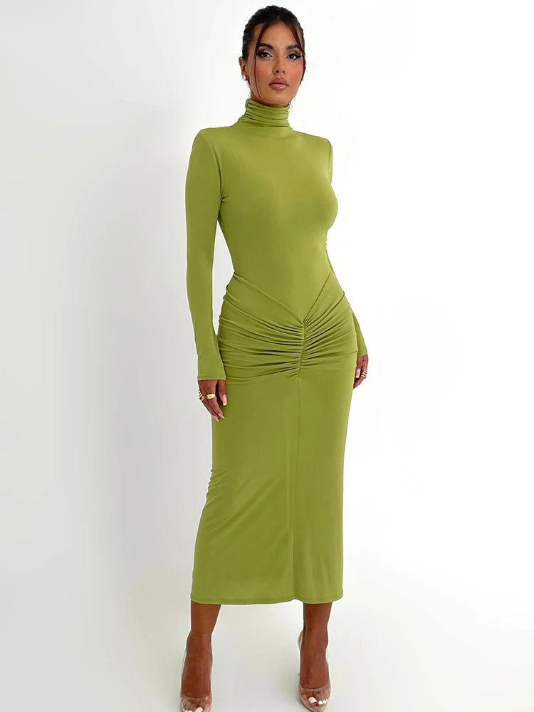 Femmora Turtleneck Long Sleeve Maxi Dress