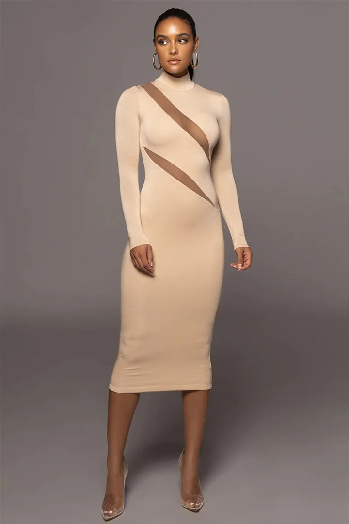 Femmora Elegant Long Sleeve Bodycon Maxi Dress