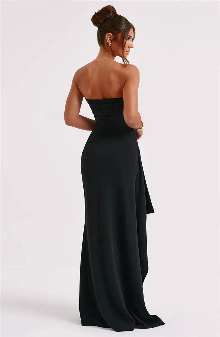 Femmora Strapless Backless High Split Maxi Dress