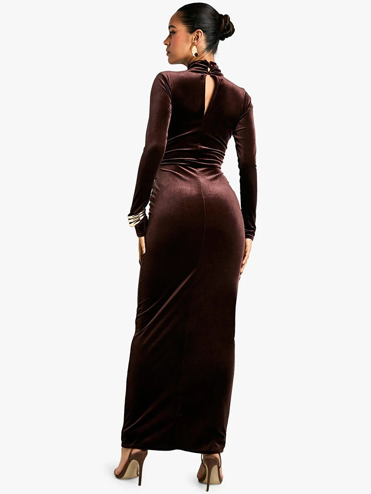 Femmora Velvet Autumn Maxi Dress