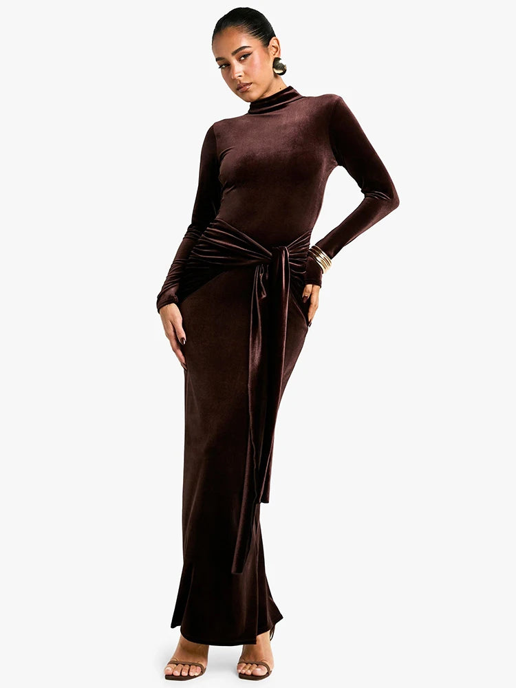 Femmora Velvet Autumn Maxi Dress