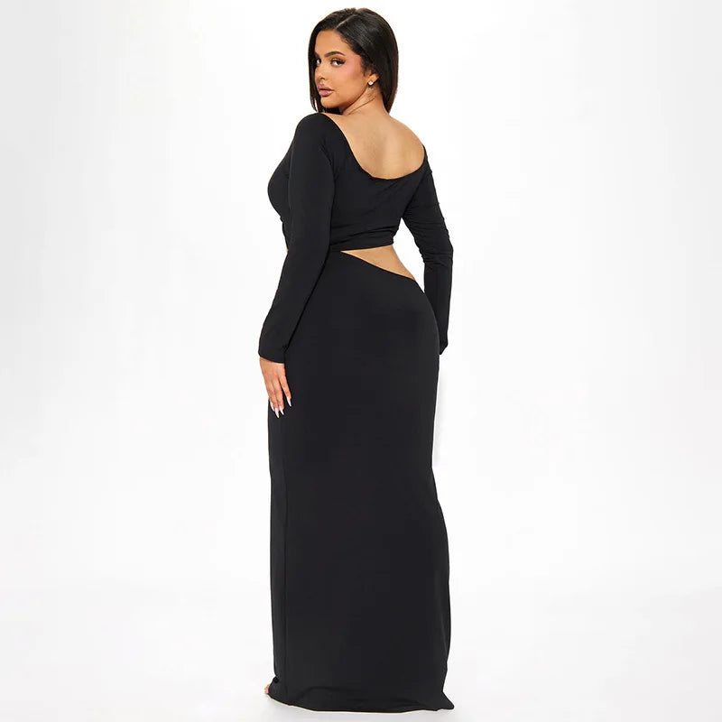 Femmora Hollow Out Long Sleeve Maxi Dress