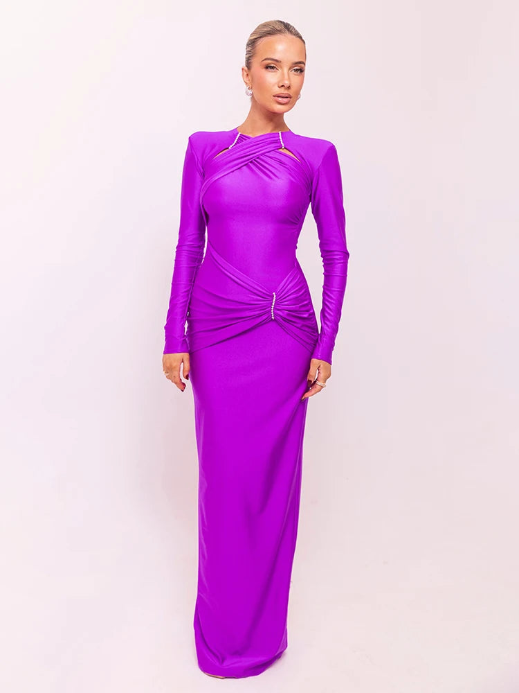 Femmora Hollow Out Long Sleeve Maxi Dress