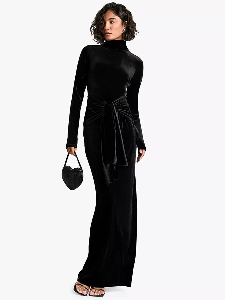 Femmora Velvet Autumn Maxi Dress