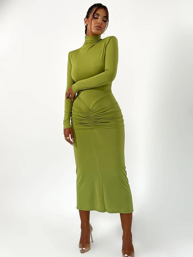 Femmora Turtleneck Long Sleeve Maxi Dress