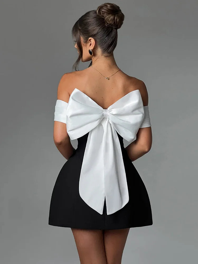 Femmora Bow Backless Mini Dress