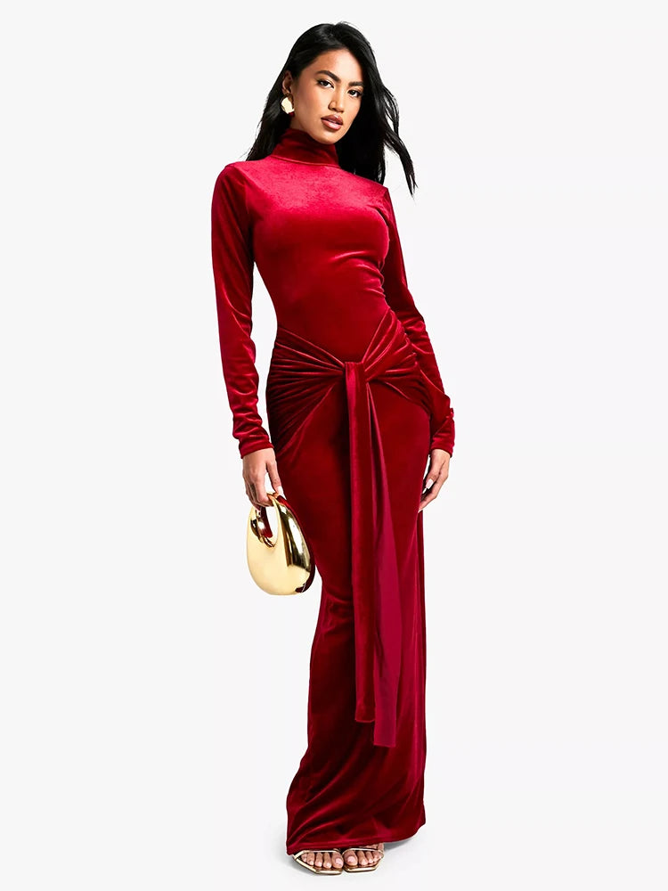 Femmora Velvet Autumn Maxi Dress