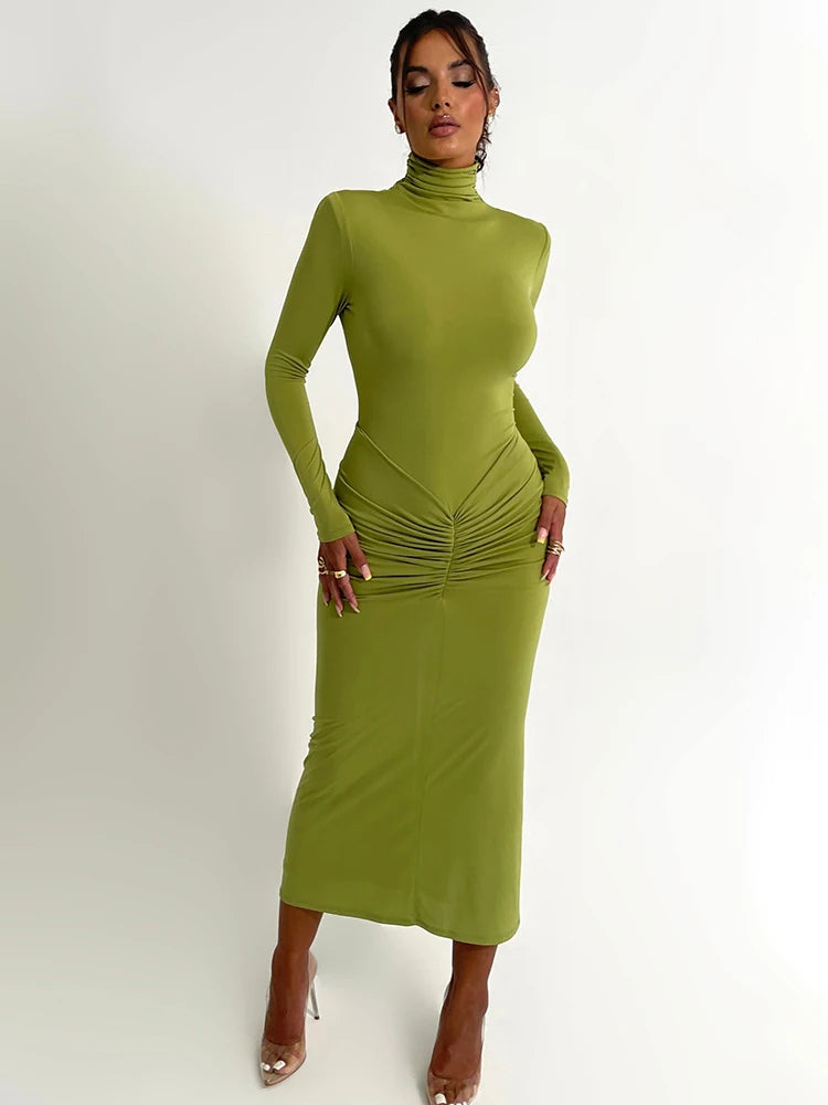 Femmora Turtleneck Long Sleeve Maxi Dress