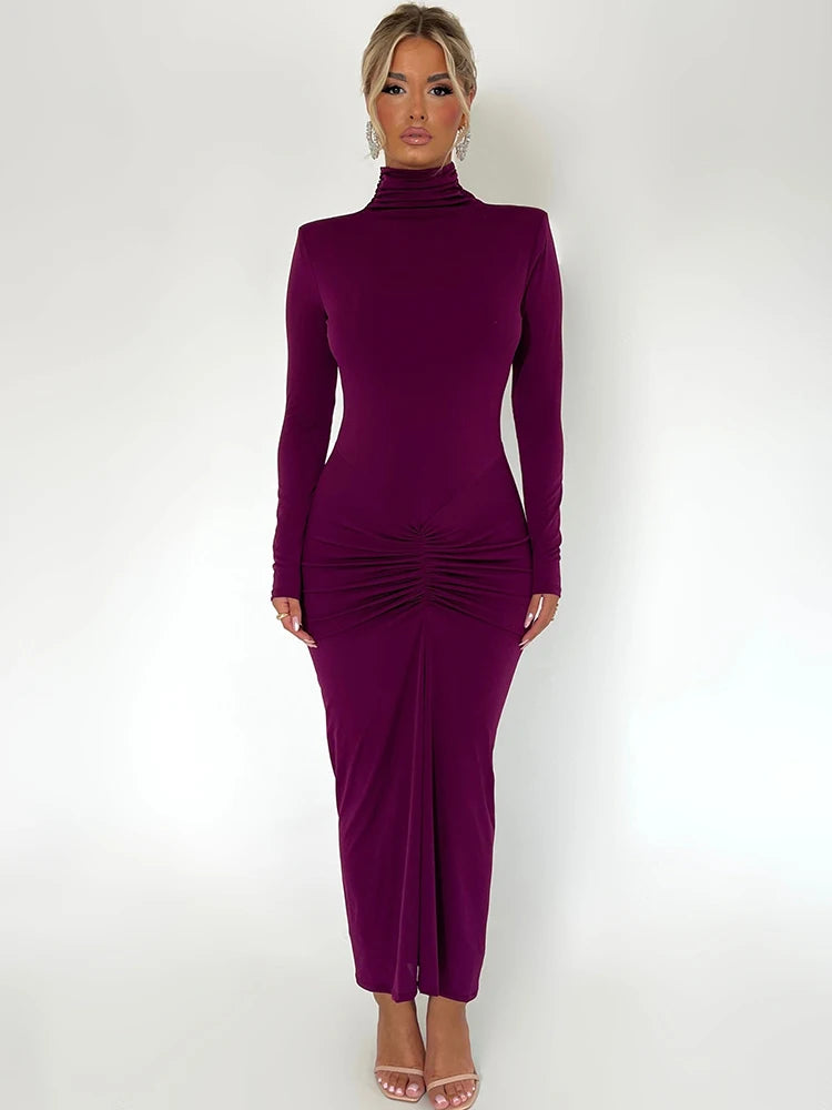 Femmora Turtleneck Long Sleeve Maxi Dress