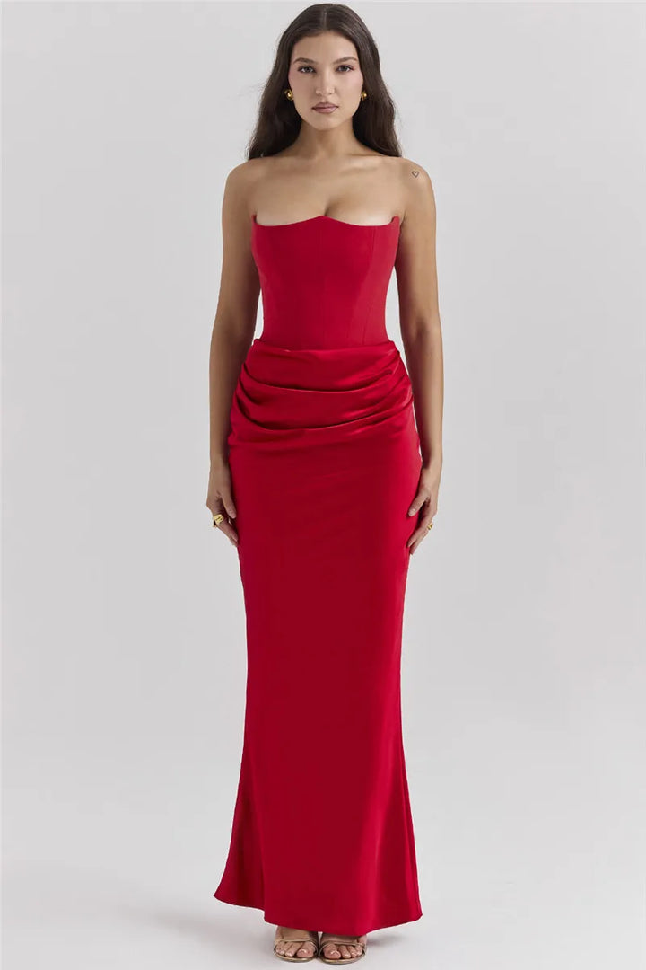 Femmora Elegant Strapless Bodycon Maxi Dress