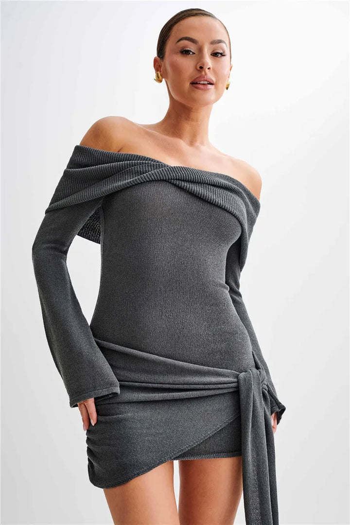 Femmora Off-shoulder Knit Mini Dress