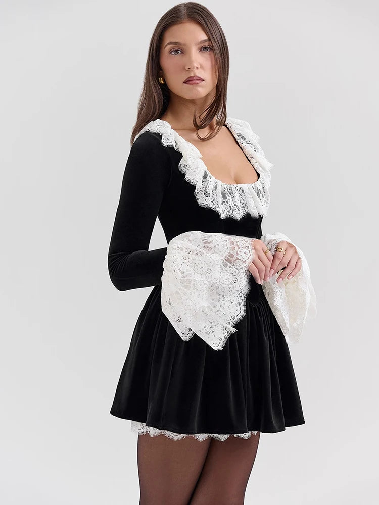 Femmora Lace Flare Mini Dress