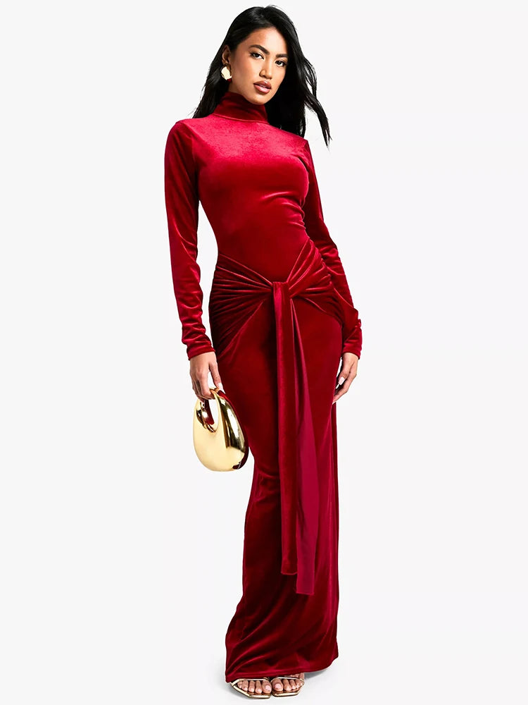 Femmora Velvet Autumn Maxi Dress