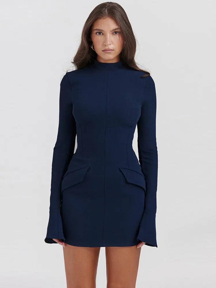 Femmora Dark Blue Two Pocket Mini Dress