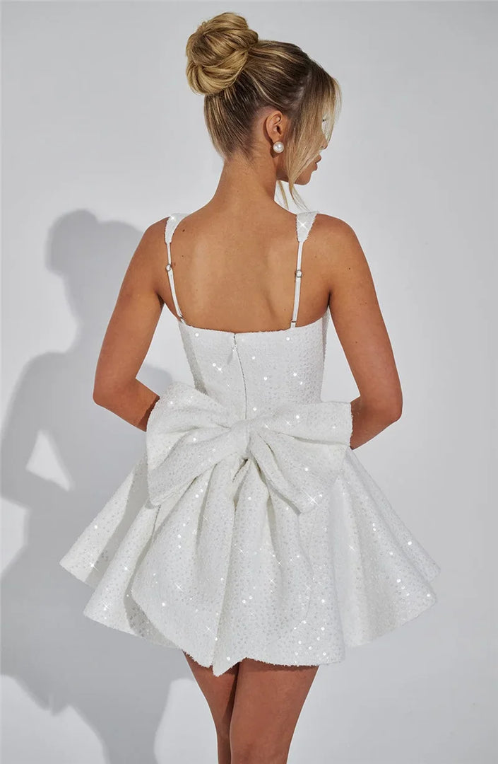 Femmora Sequins Bow Backless Mini Dress