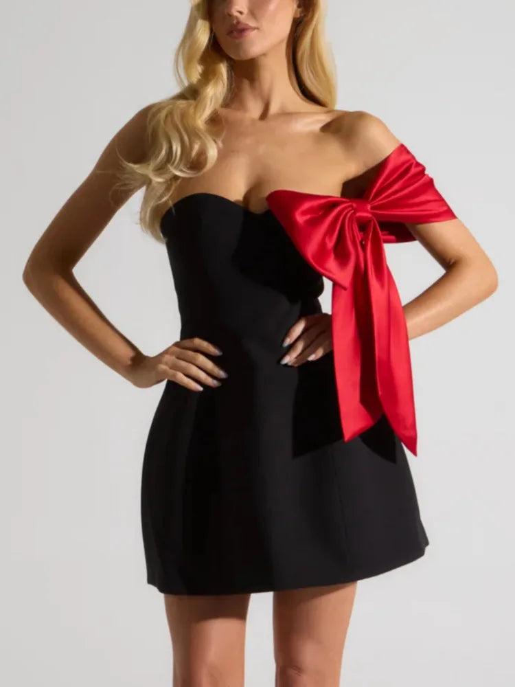 Femmora Off-shoulder Bow Sleeve Mini Dress