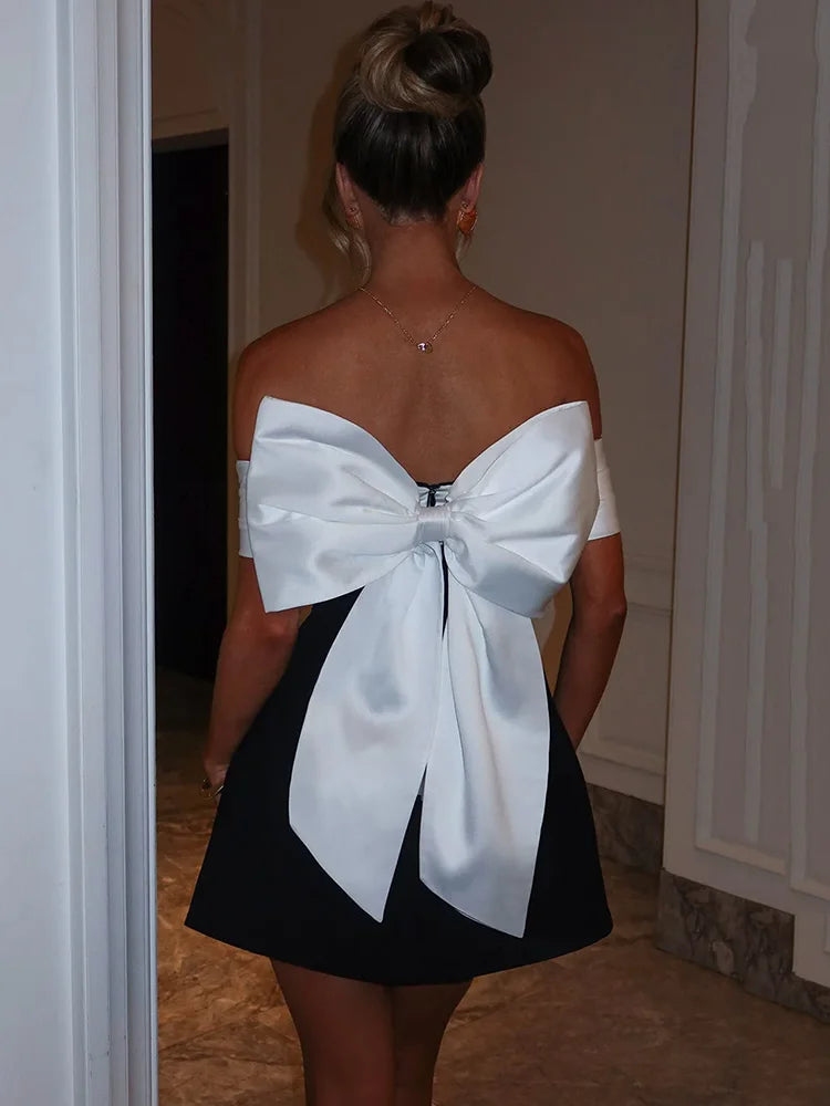 Femmora Bow Backless Mini Dress