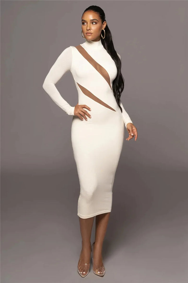 Femmora Elegant Long Sleeve Bodycon Maxi Dress