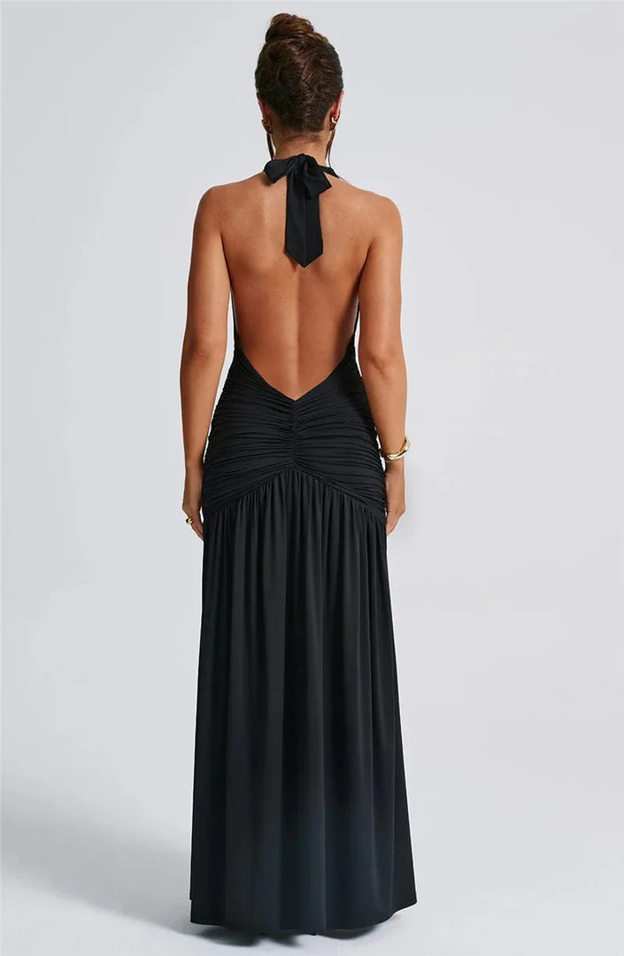 Femmora Halter Deep V Maxi Dress