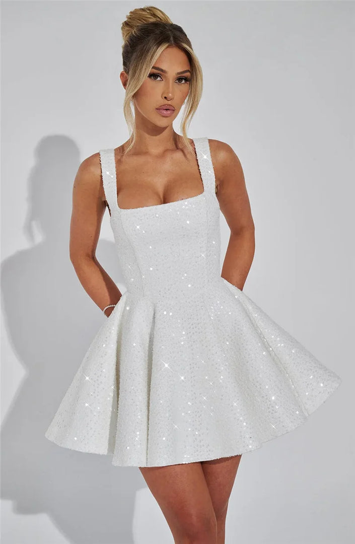 Femmora Sequins Bow Backless Mini Dress