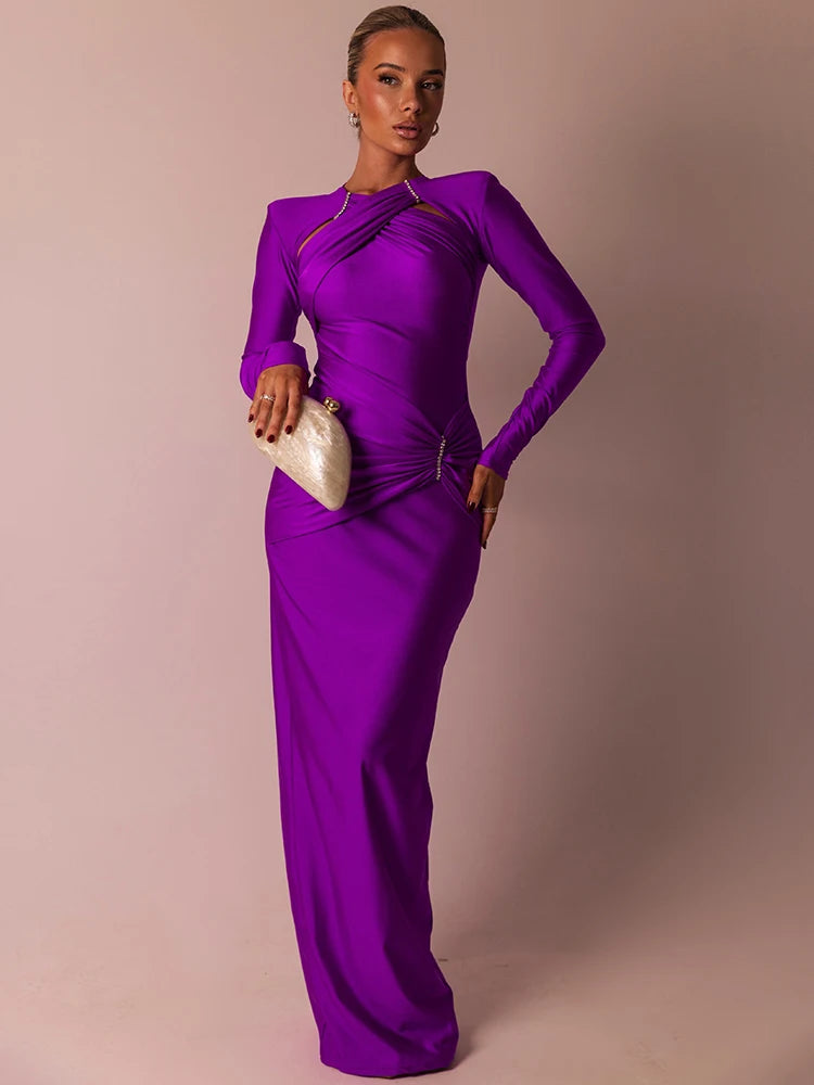 Femmora Hollow Out Long Sleeve Maxi Dress